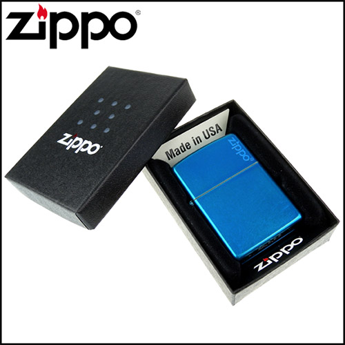 【ZIPPO】美系~LOGO字樣打火機-Cerulean-天藍色烤漆