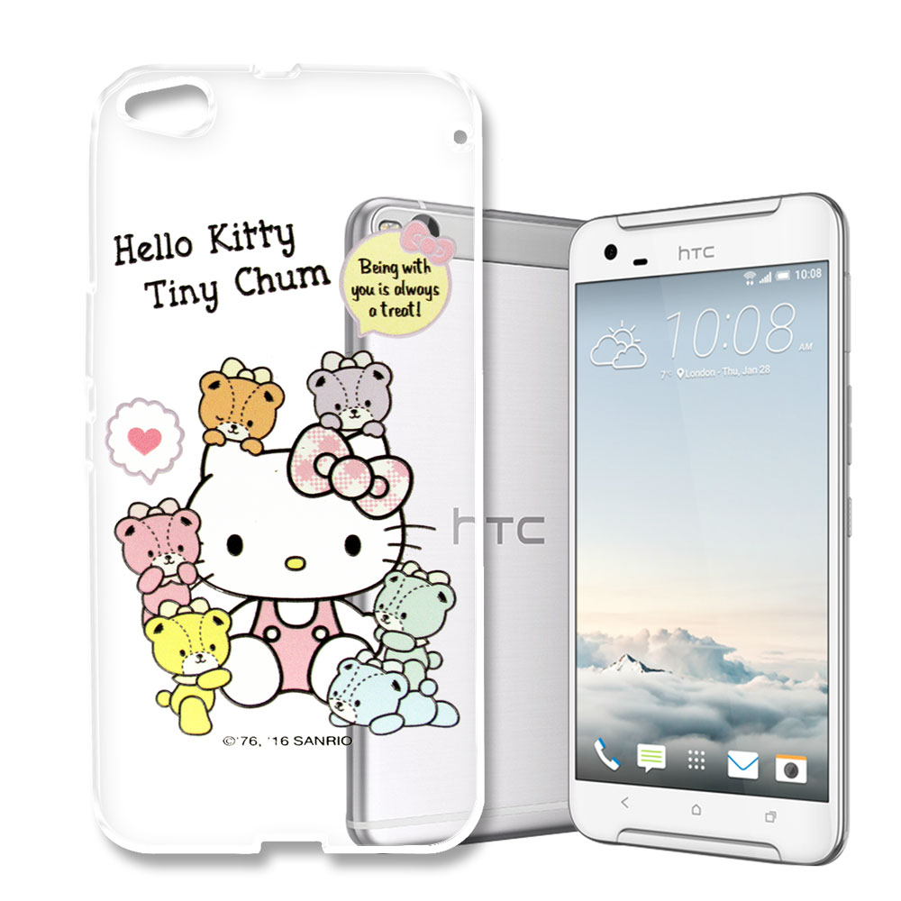 Hello Kitty HTC ONE X9 浮雕彩繪透明軟殼(熊好朋友)