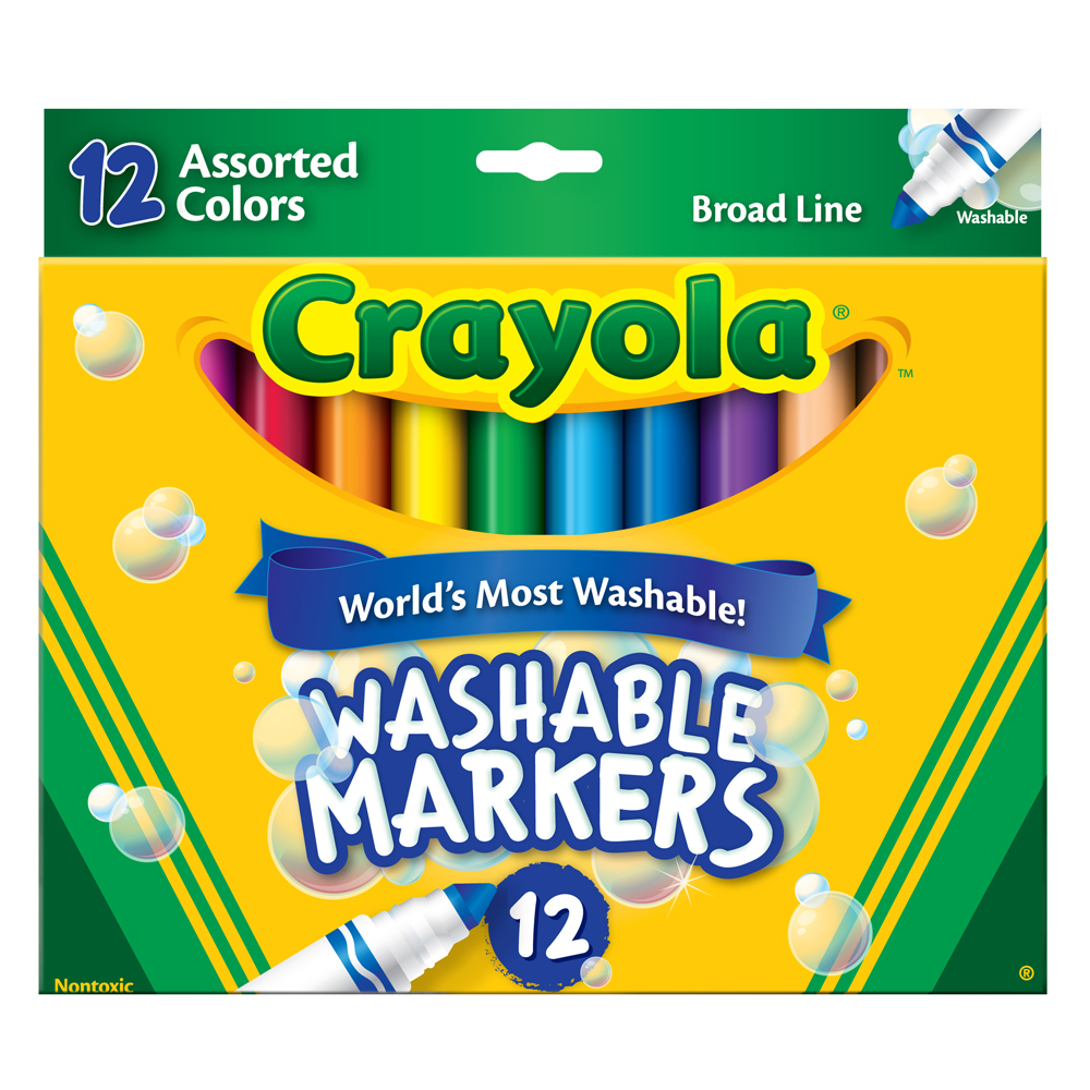美國crayola 可水洗系列-可水洗12色粗頭彩色筆(3Y+)