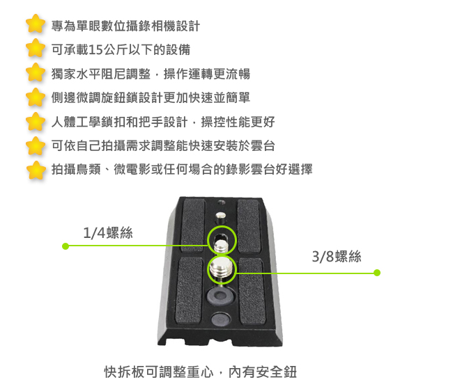 RECSUR 銳攝 RB-762 專業把手式油壓雲台