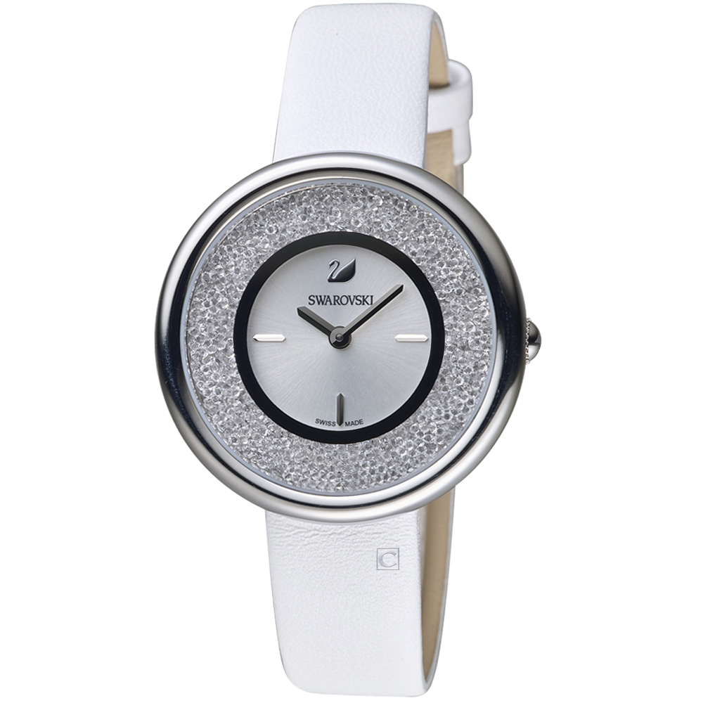SWAROVSKI施華洛世奇Crystalline璀璨耀眼時尚腕錶-34mm/銀x白色