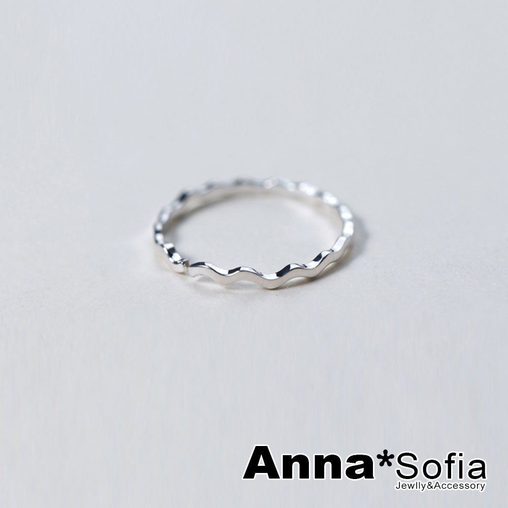 AnnaSofia 細線微波浪 925純銀開口戒指(銀系)
