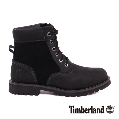 Timberland 男款黑色皮革拼接麂皮6吋防水靴