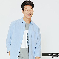 H:CONNECT 韓國品牌 男裝-口袋設計棉質襯衫-淺藍