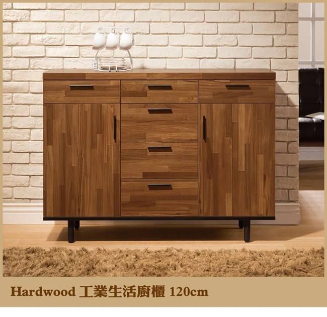 日本直人木業傢俱-工業生活120CM廚櫃-(120x40x88cm)免組
