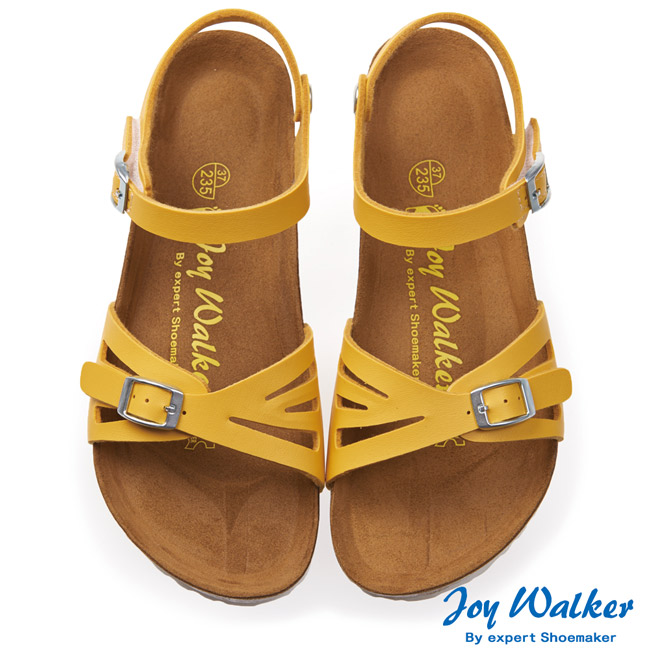 Joy Walker 繽紛色彩一片式平底涼鞋*黃色
