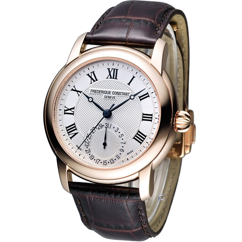 CONSTANT 康斯登 經典羅馬紳士機械腕錶-白x玫瑰金框/42mm