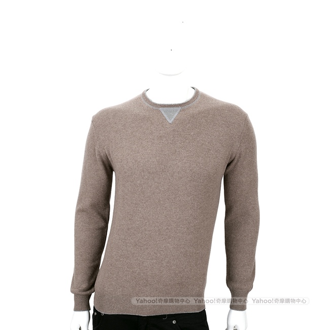 FRADI 卡其色手肘拼接羊毛長袖上衣