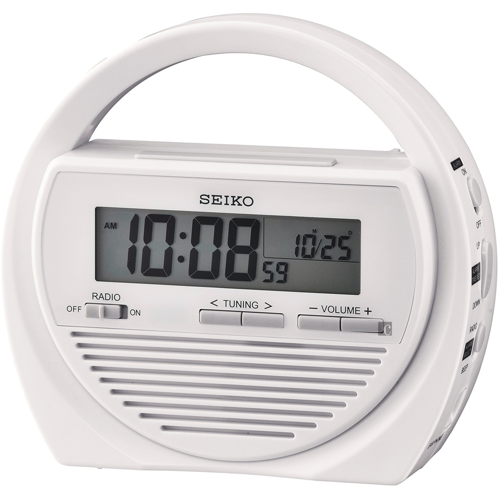 SEIKO精工 露營多功能戶外電子鐘(QHL060W)-白-17cm