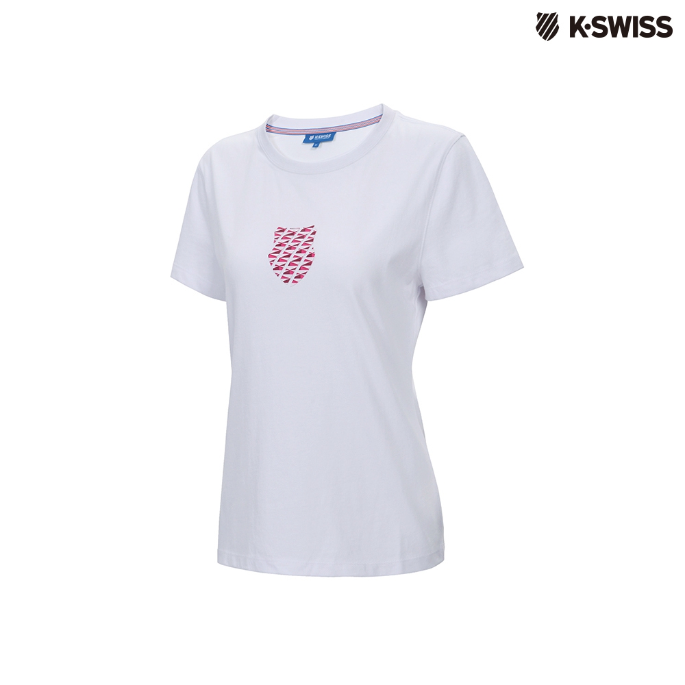 K-SWISS 3D HT Shield Logo T印花短袖T恤-女-白