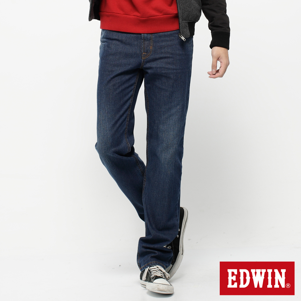 EDWIN 輕鬆俐落 基本五袋高腰中直筒牛仔褲-男款(拔淺藍)