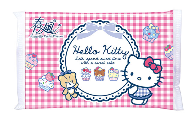 春風袖珍包面紙 10抽x30包/串 Hello Kitty點心風