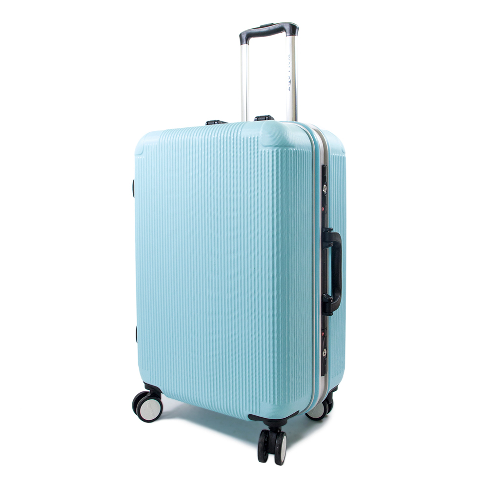 WALLABY 24吋直條紋ABS鋁框行李箱/高光藍