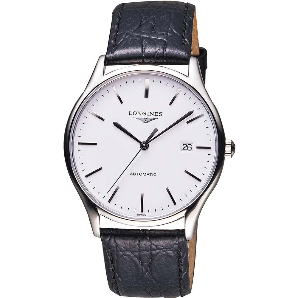 LONGINES 浪琴官方授權Lyre琴韻系列機械腕錶-白x黑/38mm L4.960.4.12.2