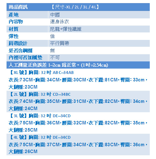 天使霓裳 彩漾繽紛 一件式泳衣加大尺碼款(粉XL~4L)