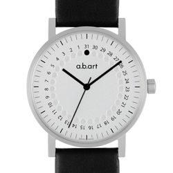 a.b.art O系列 經典日期圓盤跳點腕錶-銀白/40.5mm