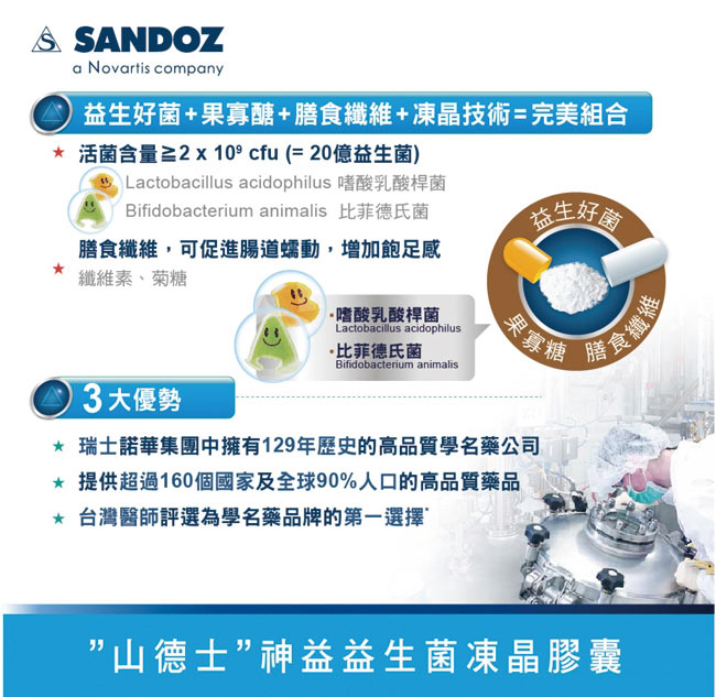 SANDOZ山德士-諾華製藥 即期品神益益生菌x2盒(42顆/盒)