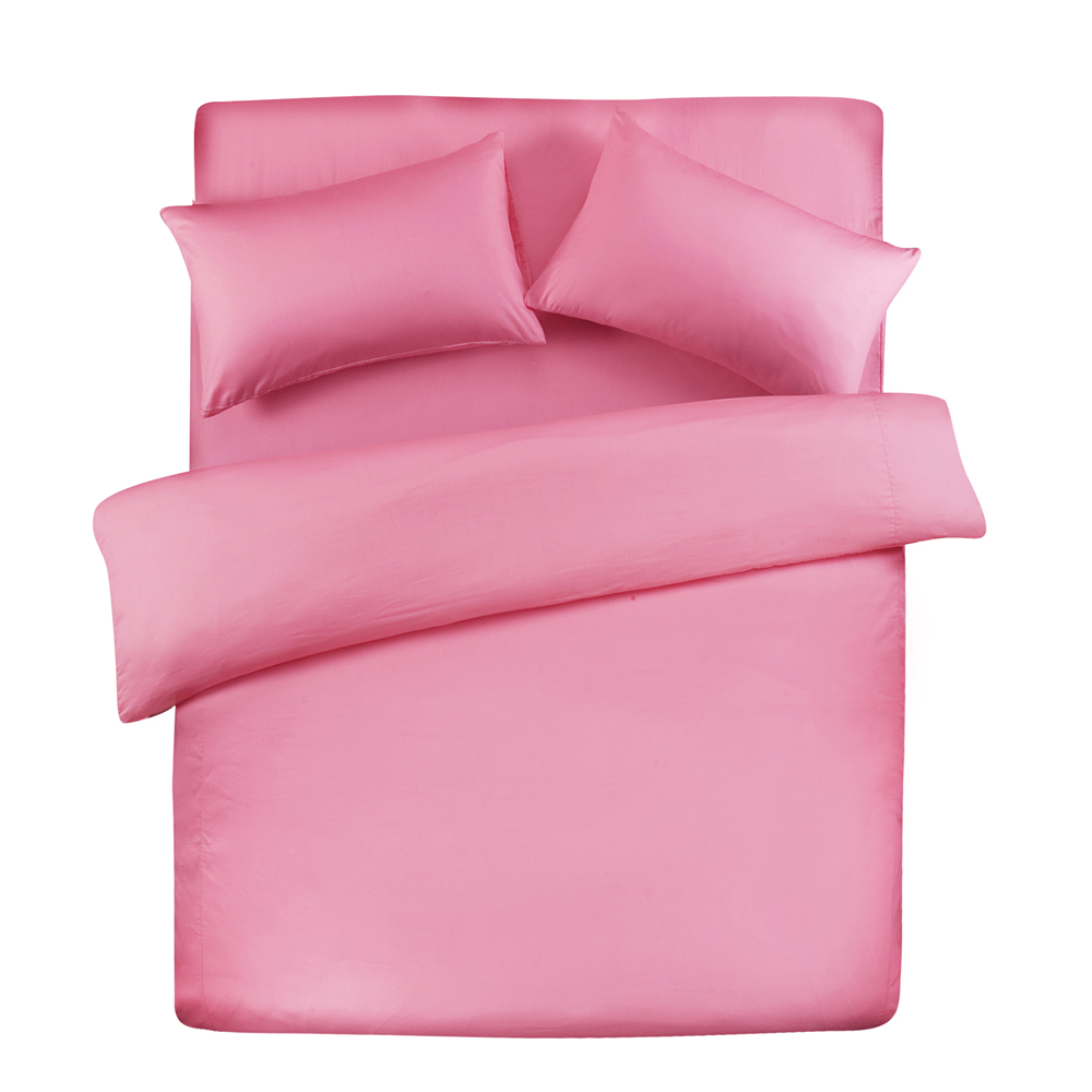義大利Famttini-典藏原色 加大四件式精梳棉被套床包組-粉紅