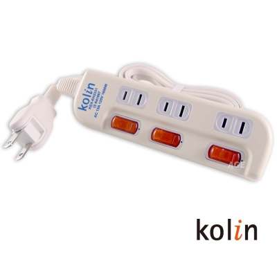 Kolin 3切3孔安全電源延長線_KEX-EH2331