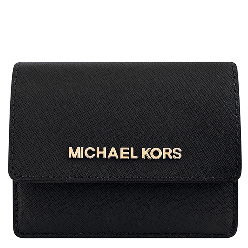 MICHAEL KORS JET SET防刮牛皮零錢/短夾(黑色)