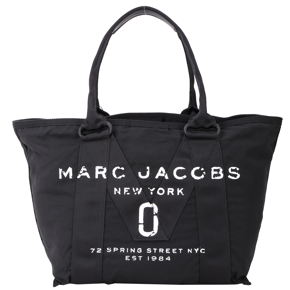 MARC JACOBS New Logo 丹寧帆布購物包(小/黑色)