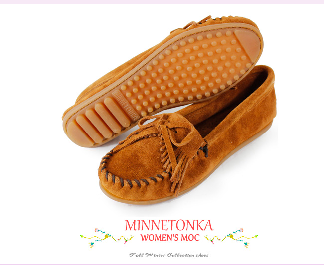 MINNETONKA 咖啡色麂皮素面莫卡辛 女鞋 (展示品)