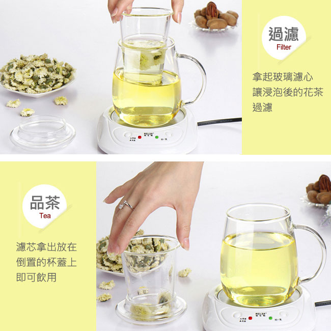 香港RELEA物生物 大蘑菇耐熱玻璃泡茶杯500ml(附濾茶器)