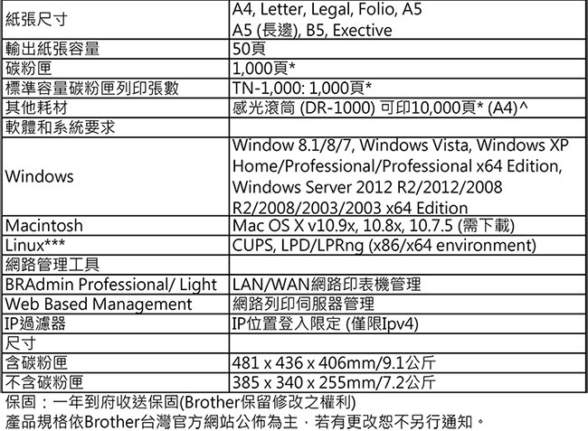 Brother DCP-1610W 無線多功能複合機