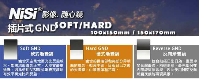 NiSi 耐司 Soft GND8(0.9) 軟式方型漸層減光鏡 100x150mm