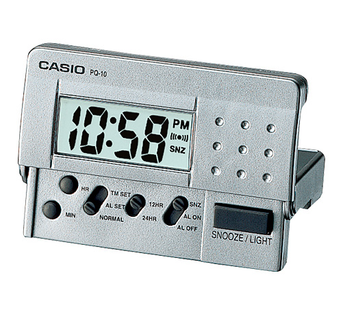 CASIO 輕巧隨身型數字電子鬧鐘(藍、灰、白)
