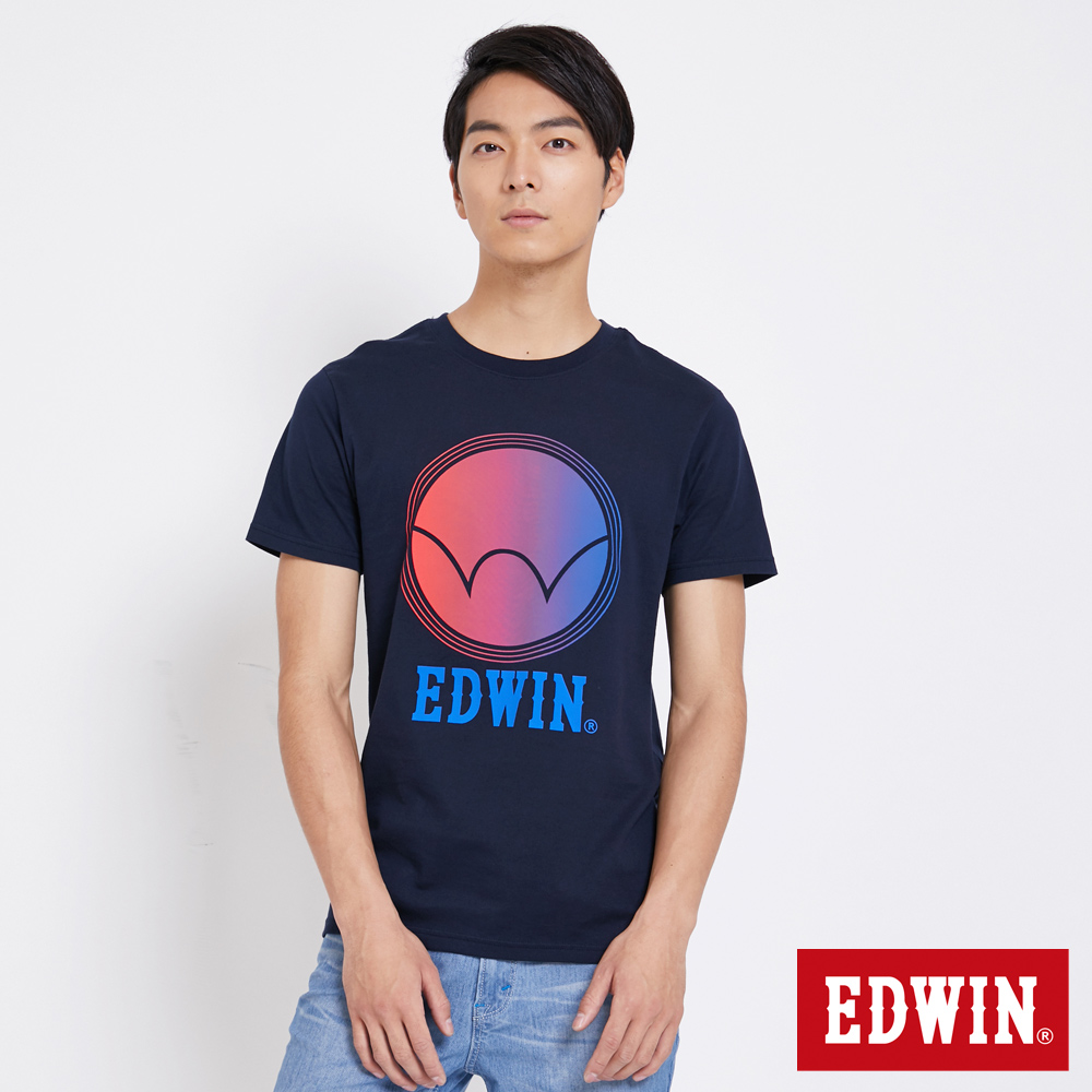 EDWIN 東京系列圓型漸層LOGO短袖T恤-男-丈青