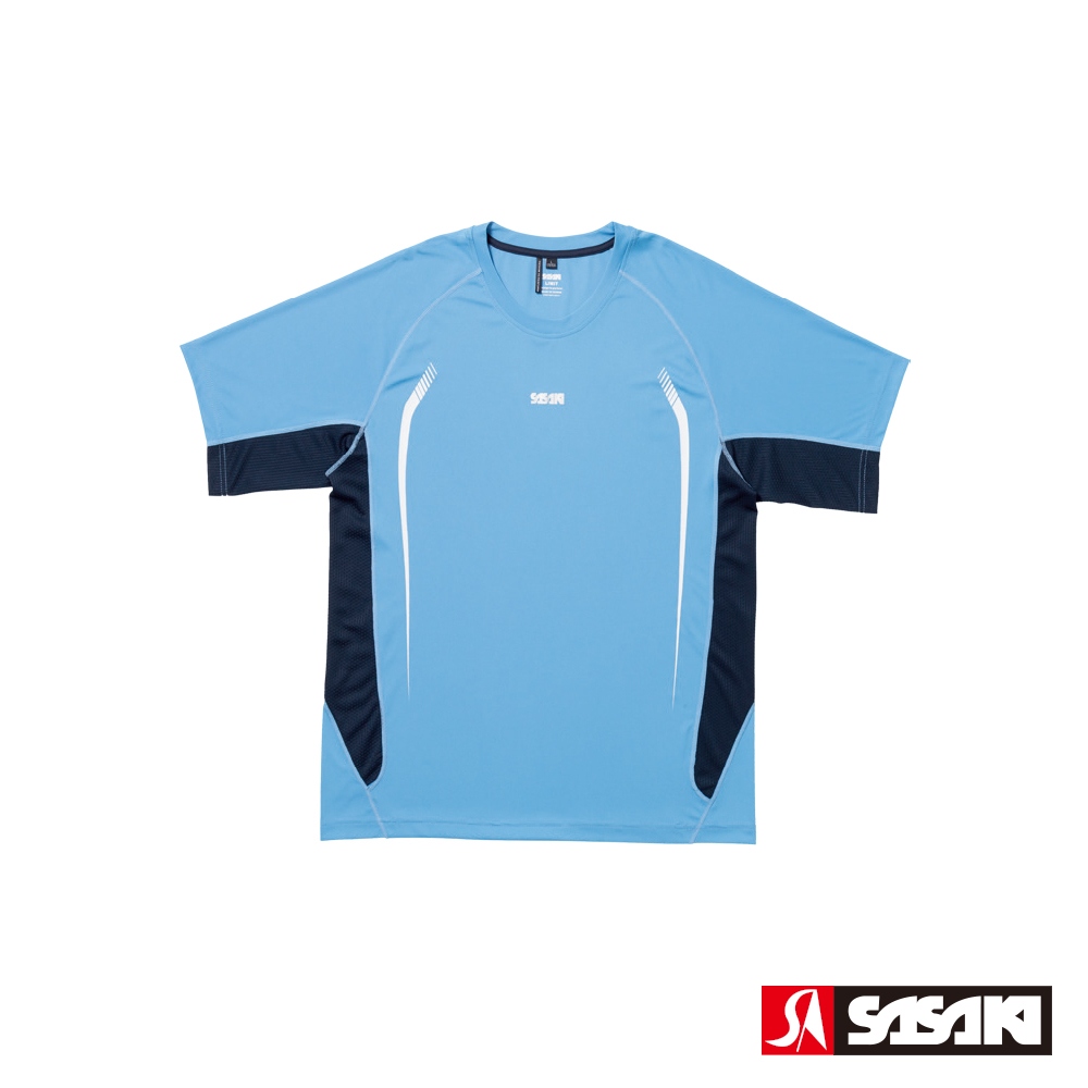SASAKI 夜間反光抗紫外線長效性吸排功能圓領短衫-男-鮮藍/丈青