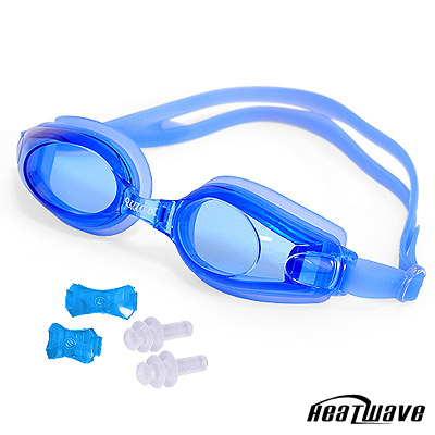 熱浪泳鏡-QUICK純矽膠防霧近視泳鏡(藍色150-300度)