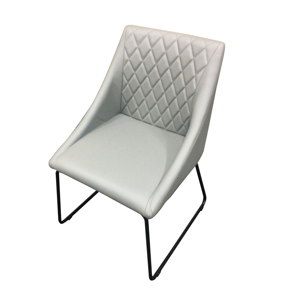 品家居 伊莉亞灰皮革餐椅-50.5x53x82cm免組