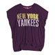 MLB-紐約洋基隊亮麗前短後長T恤-紫(女) product thumbnail 1