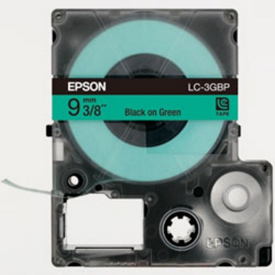 EPSON 標籤機色帶 LC-3GBP (綠底黑字/9mm)