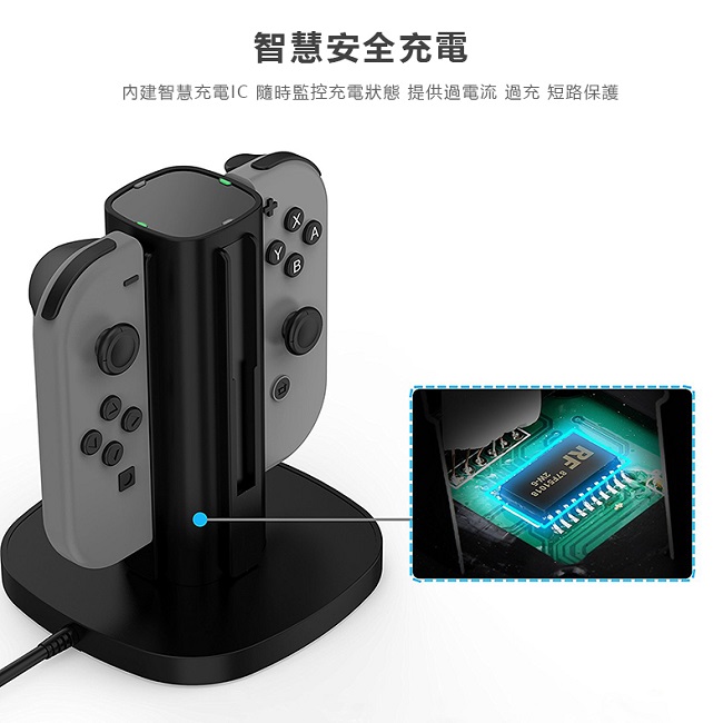 Gamewill任天堂Switch 四合一充電座 智慧安全充電 Joy-Con 手把專用