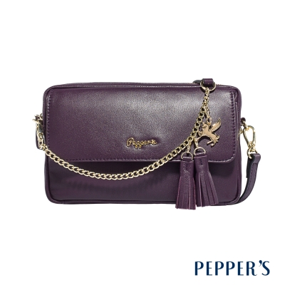 PEPPER`S  Sophia 羊皮雙層小斜背包 - 葡萄紫