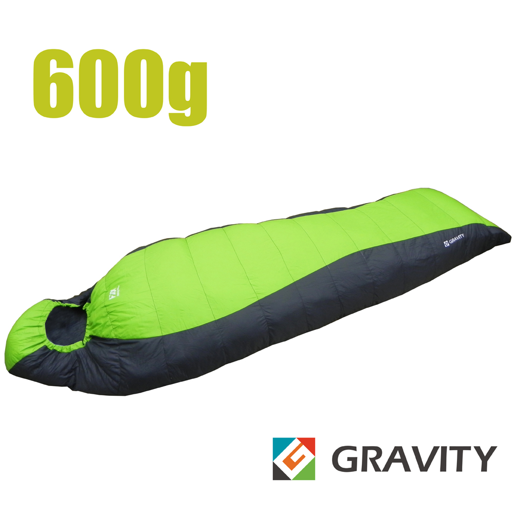 【台灣 Gravity】新百岳 信封型頂級天然水鳥羽絨睡袋600g_果綠/灰