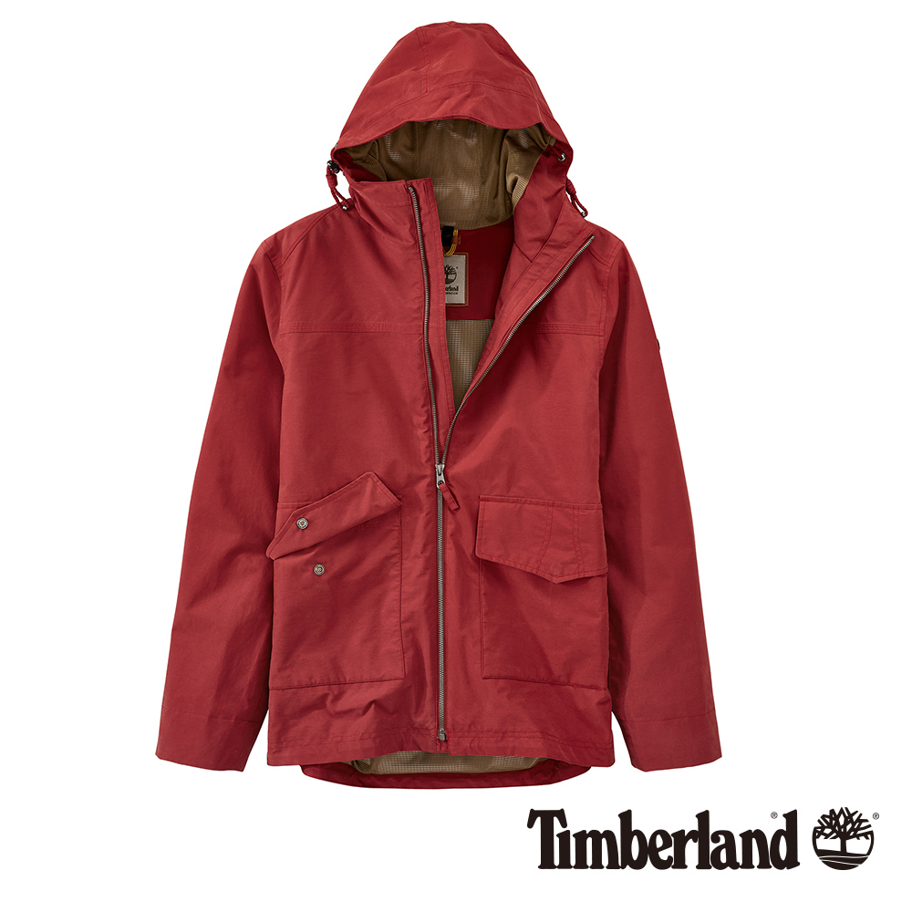 Timberland 男款紅色連帽防風防水外套