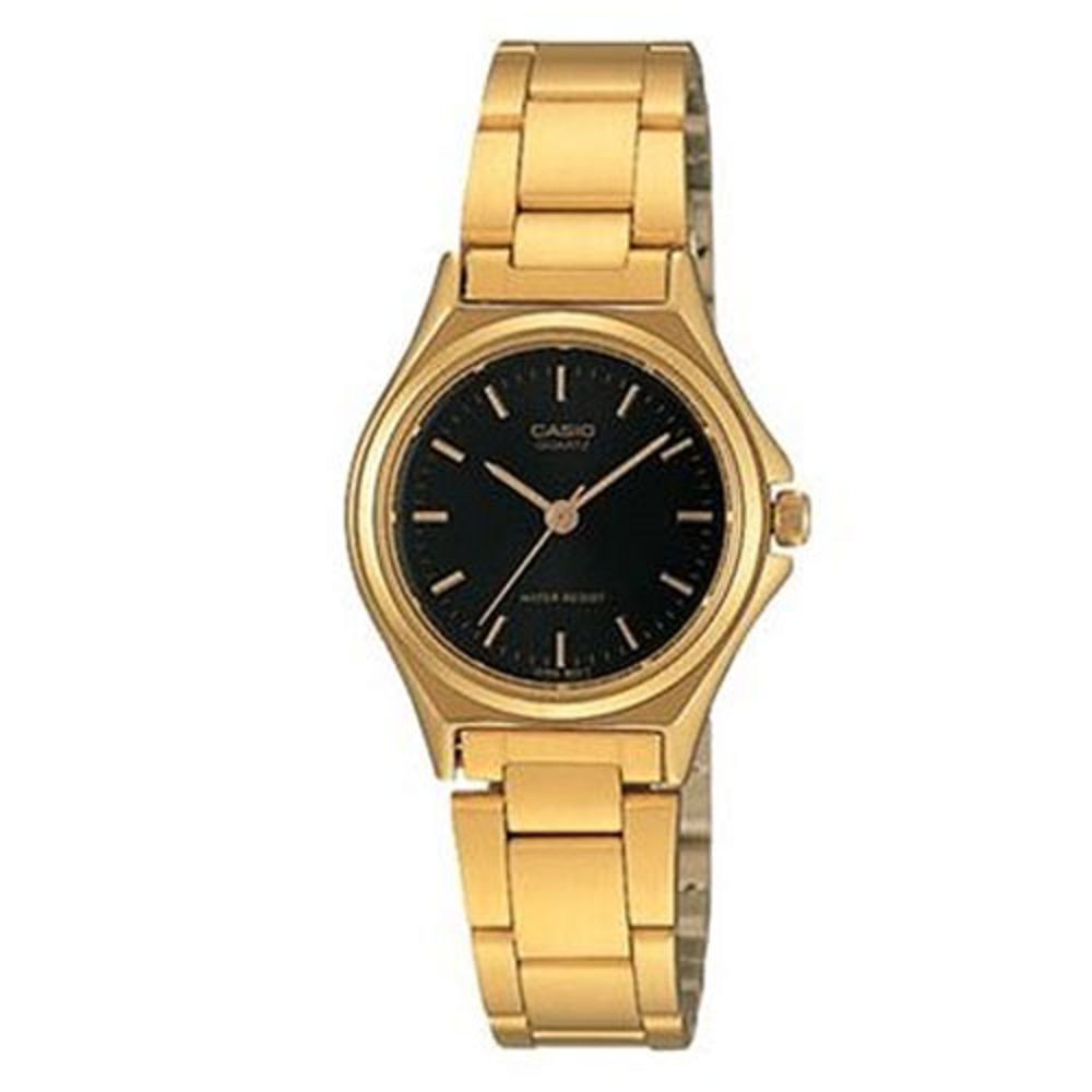 CASIO 經典簡約時尚巧小腕錶(LTP-1130N-1A)-金色X黑丁字面/28mm