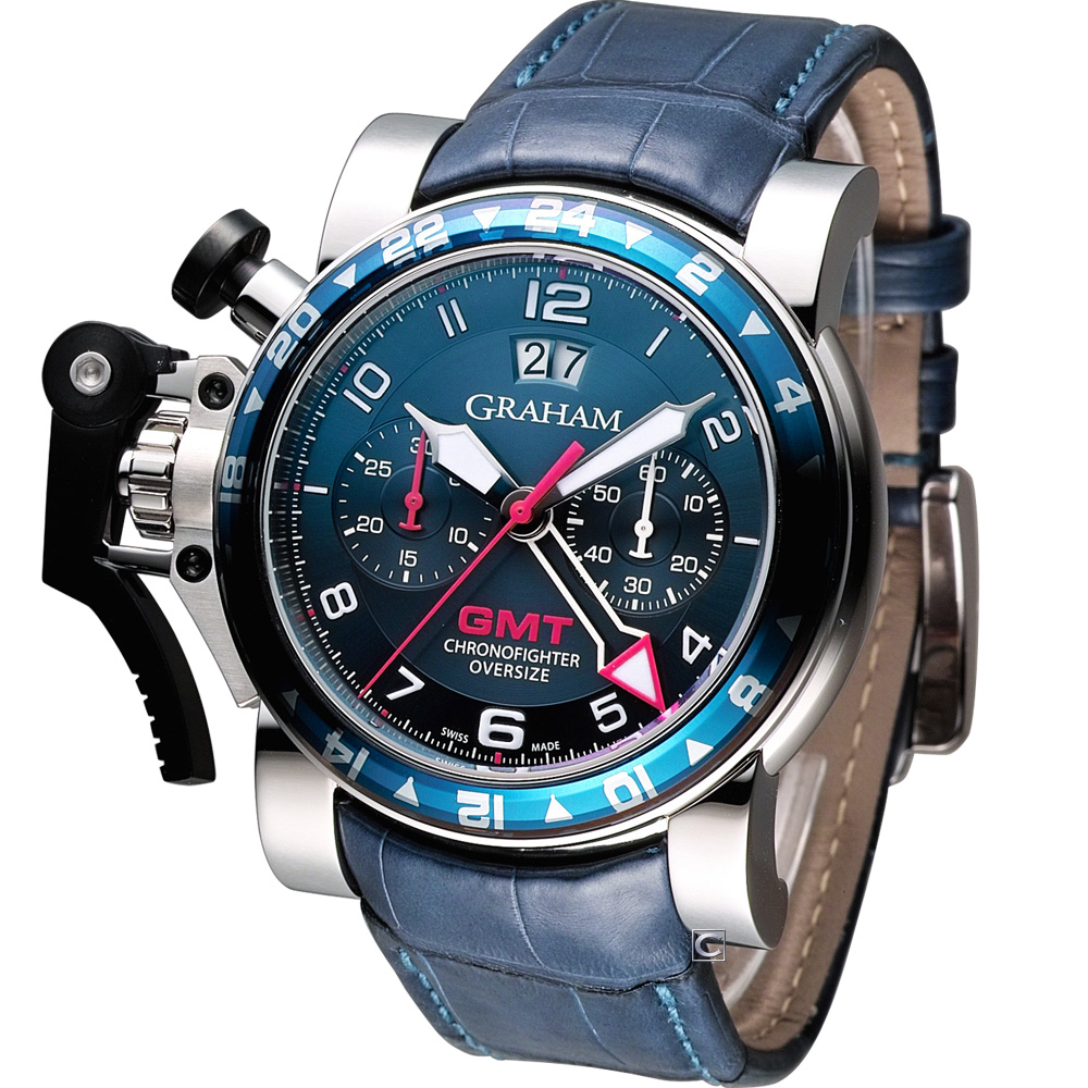 GRAHAM 格林漢 GMT計時機械腕錶-藍/47mm