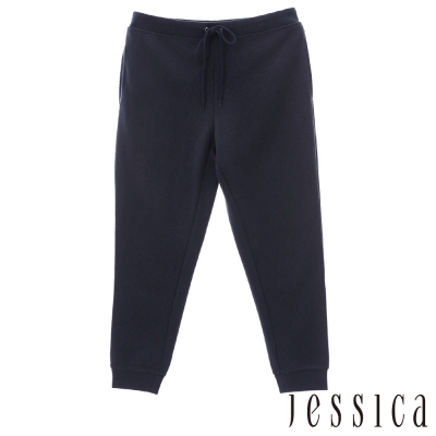 JESSICA-舒適慵懶抽繩長褲(深藍)