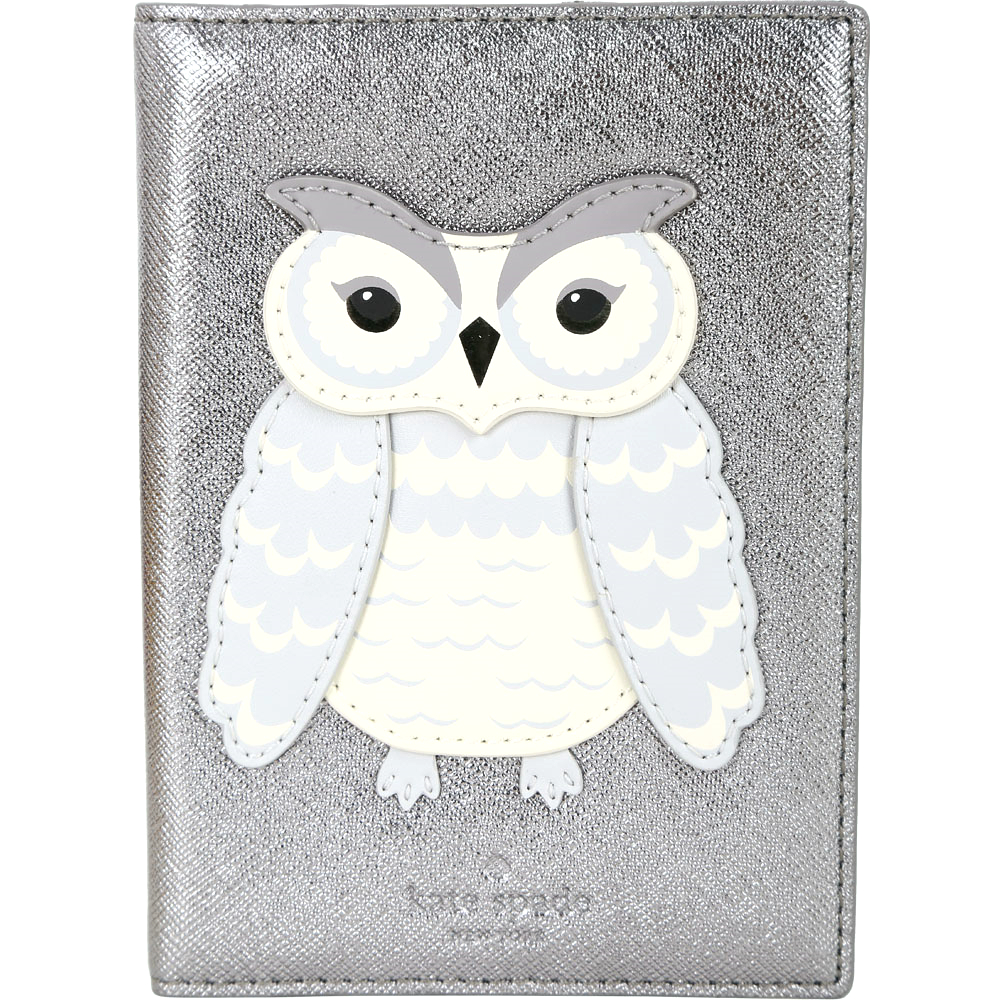 Kate Spade owl applique 貓頭鷹補丁防刮皮護照夾(銀色)