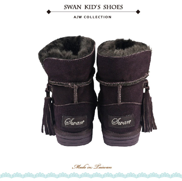 Swan天鵝童鞋-大童＿流蘇雪靴-8690咖
