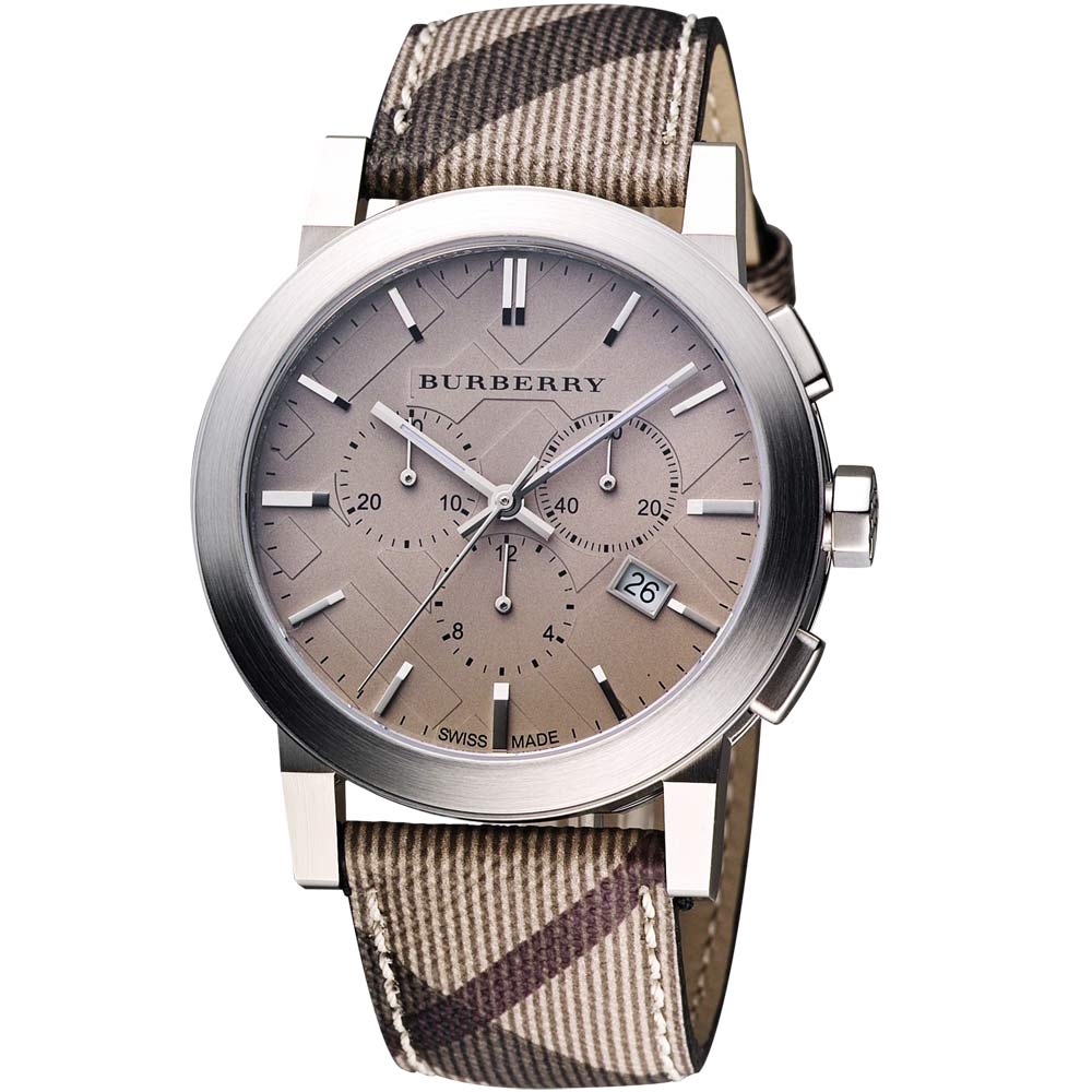 BURBERRY The City 英倫格紋計時腕錶-深卡其/42mm