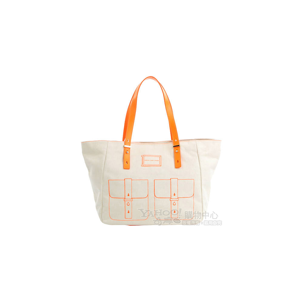 M.B.M.J Werdie Linen Tote 口袋塗鴉帆布購物包(米色)