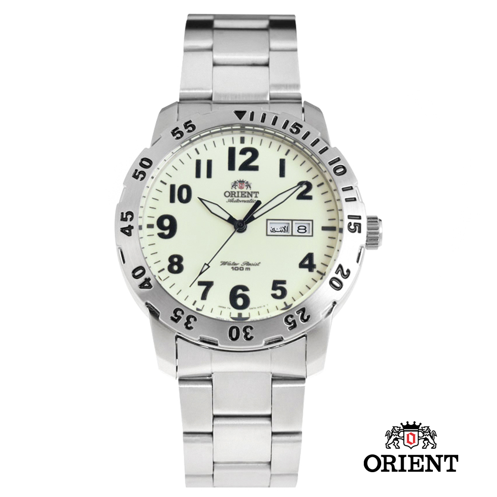 ORIENT 東方錶 WATER RESISTANT系列 全夜光錶面機械錶-43mm