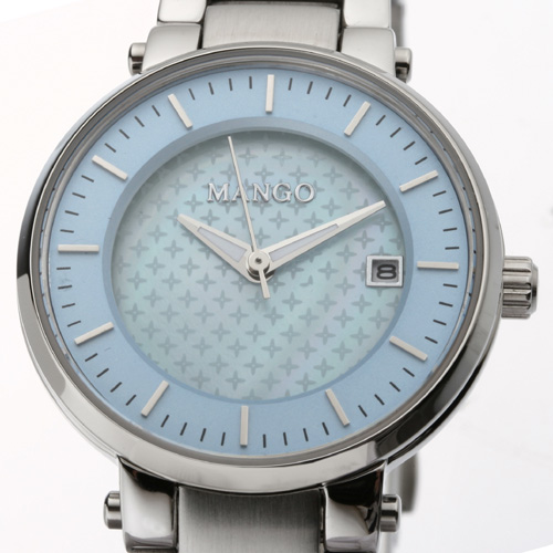 MANGO 愛戀純淨不鏽鋼時尚腕錶-藍/30mm