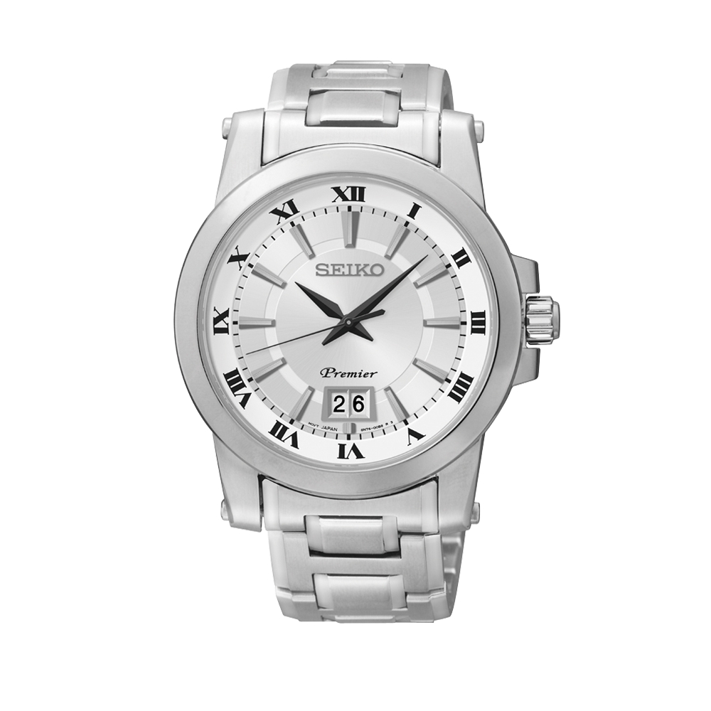 SEIKO Premier 黑暗黎明 大視窗時尚腕錶(SUR013J1)-白/40mm